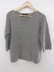 ◇ green label relaxing UNITED ARROWS サイドジップ 七分袖 ニット セーター グレー レディース P  【中古】 【1211100017228】