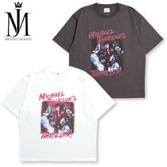 新品 メンズ マイケルジャクソン Michael Jackson スリラー THRILLER プリント 半袖 Tシャツ 半袖Tシャツ ティーシャツ キングオブポップ MJ バンドT ユニセックス レディース 白 ホワイト グレー チャコール