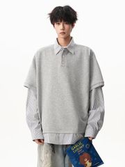 Joker ふくれJQD ヘリンボーン柄 イタリアンカラー 7分袖 XL 5ga 