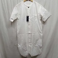 【未使用】RINEN リネン 100/2ブロード 半袖比翼バンドカラー 半袖シャツ チュニック ホワイト R31103 レディース