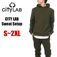 【新品・未使用】【上下セット】【オリーブ】CITY LAB スウェット 上下 メンズ シティーラブ パーカー + スウェットパンツ セットアップ 大きいサイズ 無地 ロング丈 サイドジップ スキニー スリム ジョガーパンツ おしゃれ ブランド カーキ