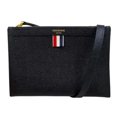 美品 THOM BROWNE クラッチバッグ トリコロール レザー 黒 ジップ THOM BROWNE(トムブラウン) クラッチバッグ(メンズ) - 海外通販