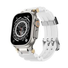 アップルウォッチバンド（Apple Watchバンド）メタルギアシリコンバンド【シルバー×ホワイト】42mm/44mm/45mm/46mm/49mm対応 [BELTIES]