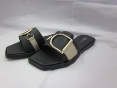 holley's XXX フラットミュールサンダル　レディース　ローヒール　ブラック　LLサイズ