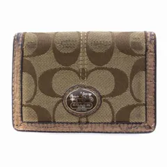 コーチ COACH 定期入れ パスケース ICケース 二つ折り シグネチャー キャンバス レザー 茶 ブラウン /BMのサムネイル