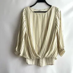 GLACIER ブラウス　白　ホワイト　アイボリー　ストライプ　M 上品