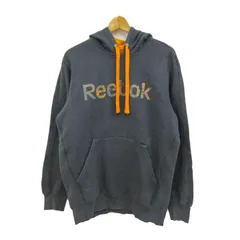 リーボック パーカー トップス プルオーバー スウェット 裏起毛 メンズ Lサイズ グレー×オレンジ Reebok 【中古】