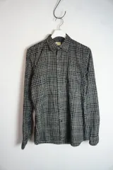 希少 90s 00s ビンテージ agnes b. homme アニエスベー 格子柄 ポケット 長袖 チェック シャツ ロングスリーブ 黒 白 サイズ36 本物 930P★2