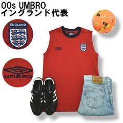 【美品】 00s ヴィンテージ アンブロ UMBRO イングランド代表 ノースリーブ シャツ カットソー クルーネック 鹿の子 M レッド スポーツ カジュアル ウェア キッズ ♪