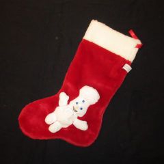 1999 90's Pillsbury Doughboy Christmas Socks, 40cm long, Figurine Doll Plush Toy