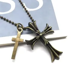 新品 ダブルクロス 十字架 レトロ ペンダント ネックレス ファッション アクセサリー メンズ レディース ロック メタル ゴシック かっこいい 韓国 韓流