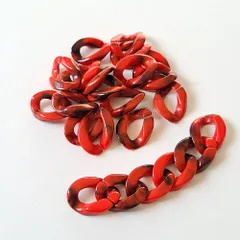 大容量 【 30ｇ 】 連結自在 アクリル チェーン パーツ  アクリルチェーン マーブル 軽い アクリルパーツ チェーン 鎖 ( レッド )