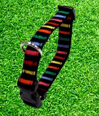 【ペットお取り寄せ】ストライプ柄が可愛い首輪 ストライプカラー ＃10 マルチブラック