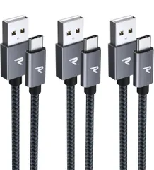 ★【1m+1m+2m 3本/黒】RAMPOW usb c ケーブル タイプc ケーブル QC3.0対応高速充電 データ転送USB2.0規格