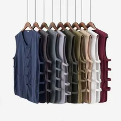 種類69：2XL/J：バーガンディスーツ  メンズ ファッション 服 男性用 オシャレ シンプル 大人 かっこいい 大きいサイズ ストリート 紳士服 夏 綿 リネン ベスト 唐装 クリップ 漢 コート プレート バックル アンダー シャツ チョッキ