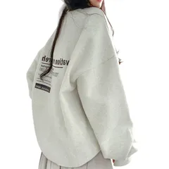 【在庫処分】トップス 長袖 春 レデイース 秋 前后プリント 冬 リブ 英字 大きいサイズ プルオーバー トレーナー ゆったり スウェット ドロップショルダー 体型カバー Quion] カジュアル オシャレ [Tamglean シンプル