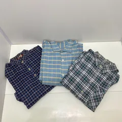 グランパシャツ 3点まとめ 長袖 ロング丈 プルオーバー ブルー系 チェック柄