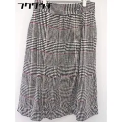 ◇　◎ merlot タグ付き　バックジップ　千鳥格子 膝下丈 フレア スカート サイズF ブラック アイボリー マルチ レディース  【中古】 【1108100012233】のサムネイル