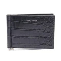 サンローランパリ SAINT LAURENT PARIS 二つ折り財布 クラシック サンローラン ビルクリップ ウォレット 378005DZEDE1000 ブラック レザー マネークリップ メンズ 新品のサムネイル