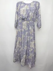 ◇ ⊂ ROPE PICNIC ロペピクニック 七分袖 膝下丈 ワンピース サイズ36 パープル マルチ レディース P  【1409090018992】