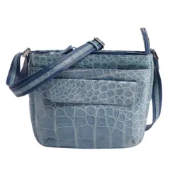 美品 クロコダイル CROCODILE バッグ ショルダーバッグ マットクロコ ワニ革 カバン レディース ターコイズブルー