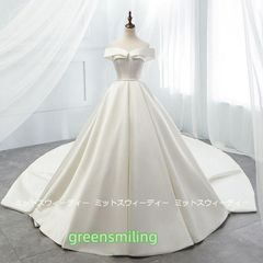 【送料無料】ウエディングドレス オフショルダー 二次会 サテンドレス 花嫁 ロングドレス 結婚式 ブライダル パーティードレス 挙式 演奏会【新作登場】ZZ520
