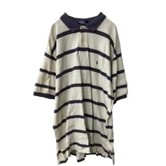 Polo Ralph Lauren 半袖 ボーダー ポロシャツ 2XL ラベンダー アイボリー ポロラルフローレン ビッグサイズ 古着卸 アメリカ仕入 a707-5299