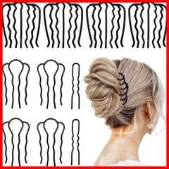 【在庫わずか】ヘアアクセサリー ヘアアクセサリー 日常生活 誕生日 結婚式 髪の穂軸 ブラック（2本の歯2pcs/4本の歯4pcs/7つの歯4pcs） 髪ピン 髪飾り U字型のクリップ 実用的 ヘアサイドコーム 盛り髪 髪留め 10枚セット 挿入式コーム 夜会