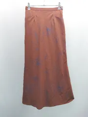 ◇ KBF URBAN RESEARCH ウエストゴム サイドジップあ花柄 裏地 ロング丈 タイト スカート サイズ1 ブラウン系 レディース E  【1305020008715】