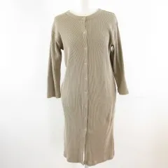 無印良品 良品計画 ロングカーディガン 七分袖 ワッフル 茶 M L *T434