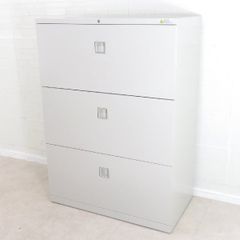 オカムラ 3段ラテラル書庫 レクトライン 4KG5ZB Z13 ホワイト ラテラル書庫 キャビネット 収納庫 物置 引き出し EG16273 中古オフィス家具