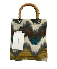 HASHIBAMI ハシバミ ジャガード バンブートート ミニ レディース ２WAY ショルダー バッグ 中古 D4