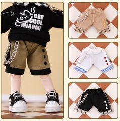 オビツ11　ベルト付きボトムス　ねんどろいどどーる　ハーフパンツ　ストライプ