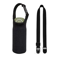 350ml-450ml_黒い Futakuchi 水筒カバー 2way 断熱 保冷 350ml 500ml 600ml 魔法瓶用 ペットボトルカバー ペットボトルホルダー 手提げ 斜めかけ ショルダー ストラップ 水筒 保温 ケース 800ml ペットボトル