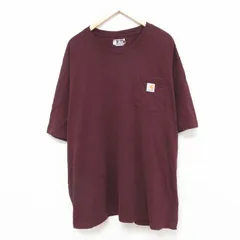 XL/古着 カーハート 半袖 ブランド Tシャツ メンズ 胸ポケット付き 大きいサイズ ロング丈 コットン クルーネック エンジ 25jun18 中古