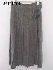 ◇ LOWRYS FARM ベルト チェック ロング プリーツ スカート サイズ M グレー系 ベージュ ブルー レディース  【1109280004797】