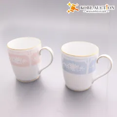 ■ ノリタケ レースウッドゴールド 色変りマグカップペアセット P9755A/1507-14 食器 ブルー ピンク 付属品付き 未使用