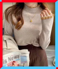 新品 ハイネックニット レディース フリルニットソー レースネック 着やせ オフィスカジュアル セーター 【送料無料】