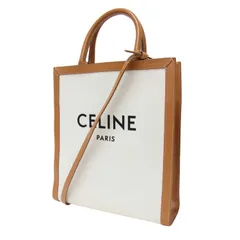 CELINE セリーヌ バッグ ナチュラル タン / バーティカル カバ スモール トートバッグ / Small Vertical Cabas ショルダーバッグ 2WAY キャンバス レザー ロゴ / イタリア製 / ブランド カバン【レディース】【中古】のサムネイル