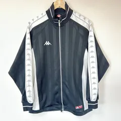 日本製◎大きいサイズ◎(^w^)b Kappa カッパ トラックジャケット ジップアップ ジャージ バックプリント 刺繍 シャドーストライプ スポーツ トレーニングウェア アウター 運動 ブラック 黒 メンズ サイズO