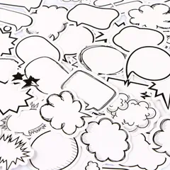 YOVOY コラージュシール ふきだし 黒 白 フレークシール ステッカー 吹き出し スケジュール おしゃれ かわいい 手作り フレークシール 手帳 アルバム デコ 手紙 カレンダー 3箱 135枚