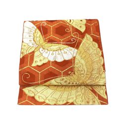 袋帯/振袖用/美品/西陣/オレンジ/仕立上がり/11233