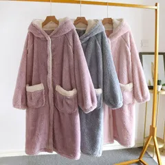 バスローブ レディース 厚手 部屋着 お風呂上がり 着る毛布  ルームウェア フランネル ボディタオル パジャマ ふわふわ 暖か カップル ロング ガウン xzjhcda#