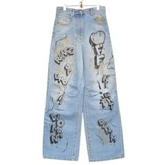 【5/26値下げ】 OFFWHITE　オフホワイト　Graffiti Oversize Tomboy Jeans　プリントUSED加工デニムパンツ　OWYA011F19773062　8054000198801