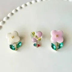 ku*momo 小さなお花　タイルフラワーセット　レジンフラワーピアス