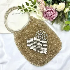 【極美品】ANTEPRIMA　ハンドバッグ　シャンパンゴールド　フラワーモチーフ