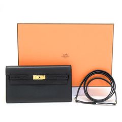 エルメス HERMES ケリーウォレット ロング トゥーゴー タッチ エプソン / アリゲーター (レザー) エキゾチックレザー GD金具 B刻印 2023年 ショルダーウォレット 肩掛け 長財布 クロコ ノワール (ブラック) 正規品 中古 mbl16008