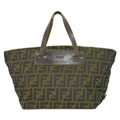 本物 フェンディ FENDI ズッカ トートバッグ ハンドバッグ キャンバス ブラウン Zucca バッグ 中古 【フォロー割】
