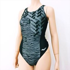 ○SE3E57☆arenaアリーナ競泳水着 Lサイズ 黒グレー モノトーン
