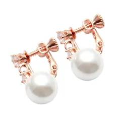 【8mm：ピンクゴールド×イヤリング】[Cream dot. クリームドット公式] イヤリング レディース ネジ式 キュービックジルコニア ビジュー パール 8mm 10mm 12mm 大人 上品 エレガント 結婚式 パーティー 二次会  